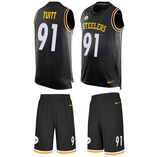 Men's Limited Stephon Tuitt Nike Jersey Black - #91 Tank Top Suit NFL Pittsburgh Steelers